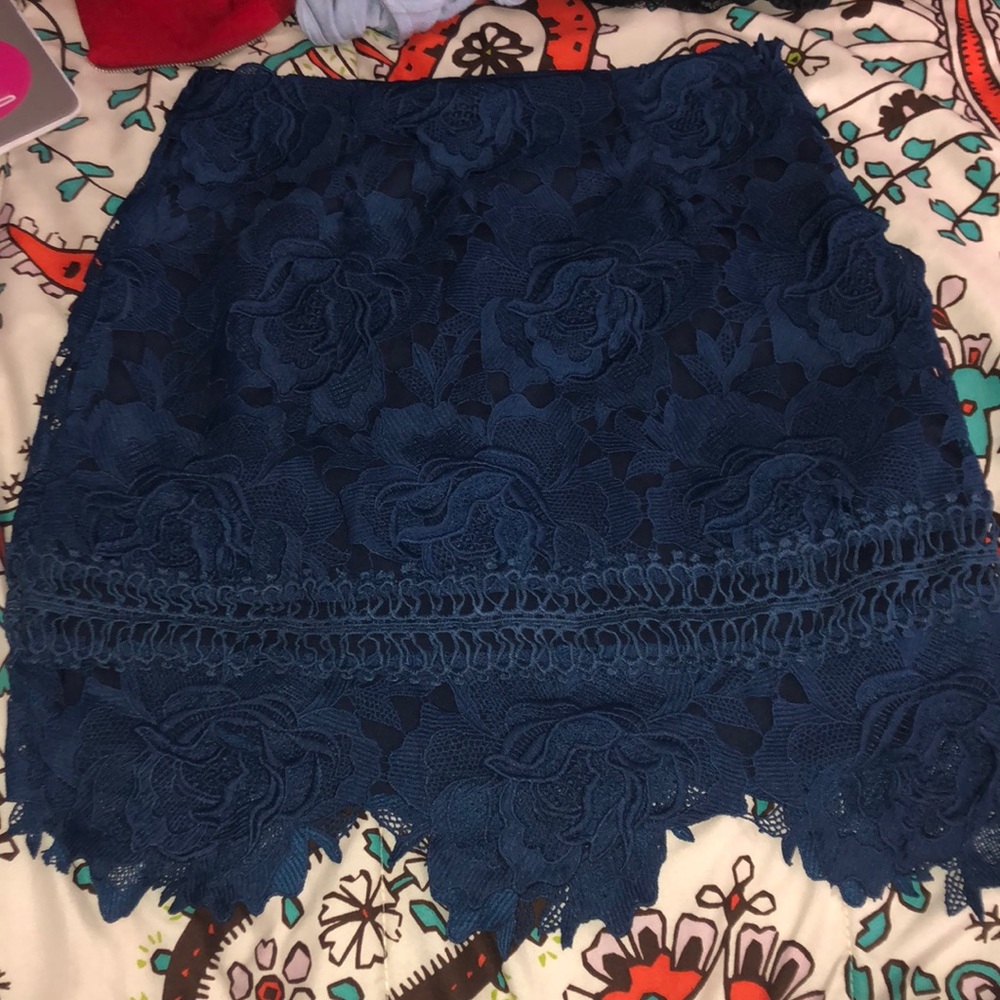 Blue lace flower skirt